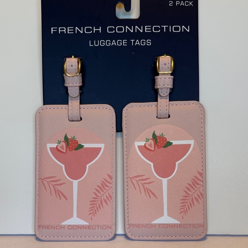French Connection Pink Cocktail Luggage Tag Set NWT
